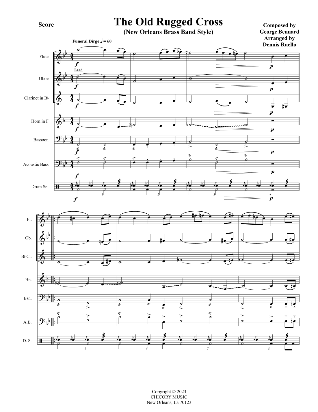 The Old Rugged Cross - In the New Orleans Brass Band Style for Woodwind Quintet - Intermediate (arr. Dennis Ruello)
