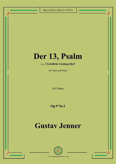 Jenner-Der 13,Psalm,in E Major,Op.9 No.1 (arr. OSM Press)