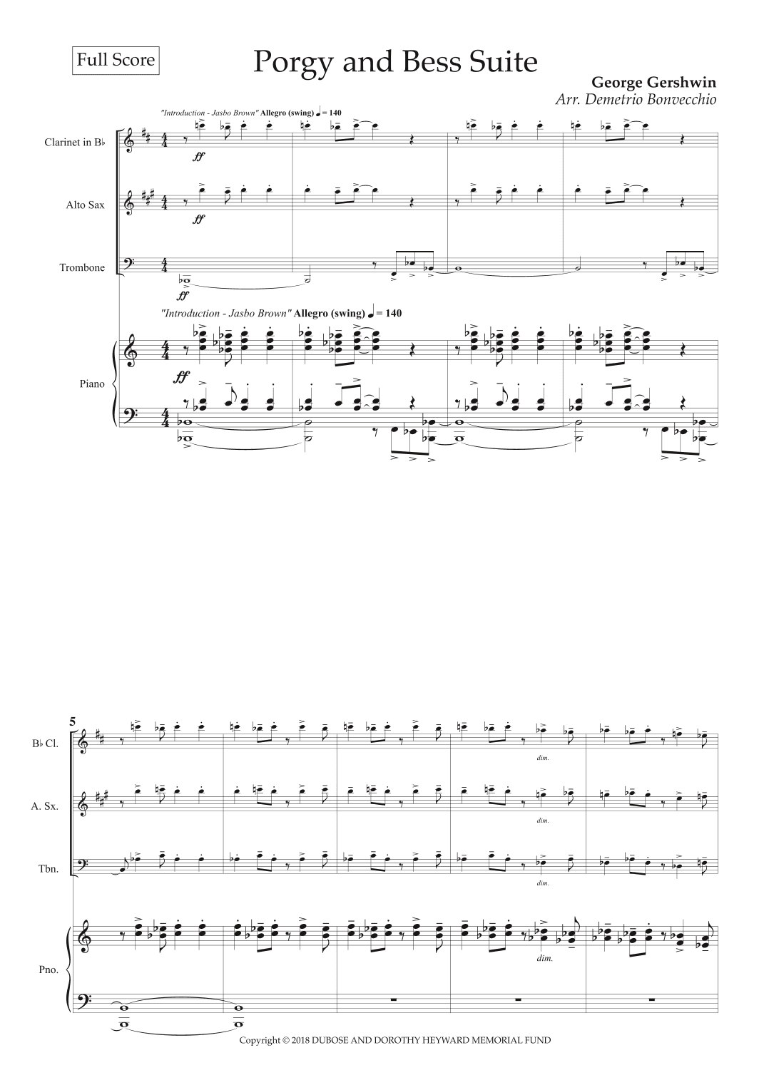 Porgy And Bess Symphonic Suite (arr. Demetrio Bonvecchio)