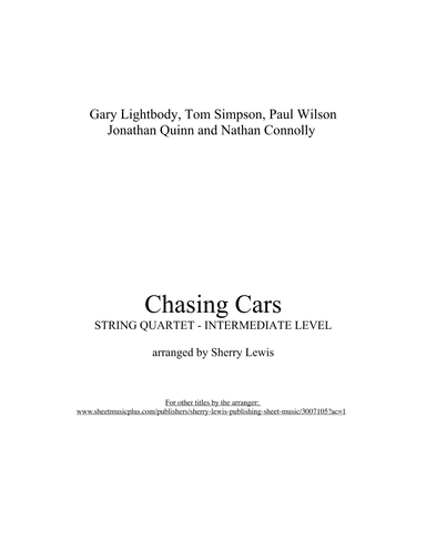Chasing Cars (arr. Sherry Lewis Publishing)