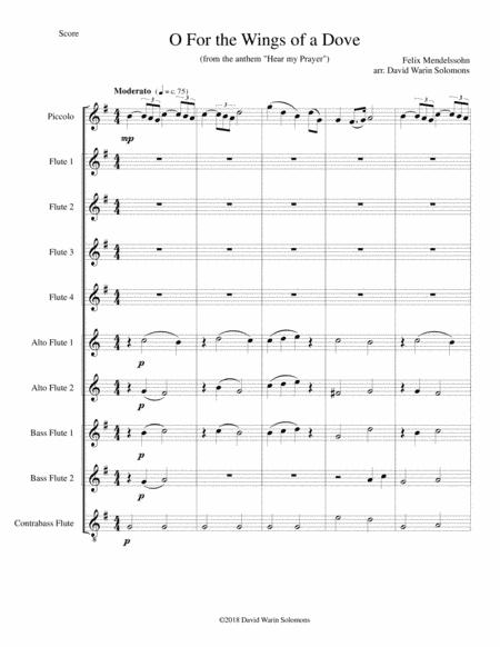 O for the wings of a Dove for flute choir (arr. David Warin Solomons)