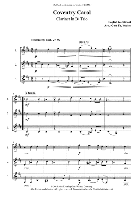 Coventry Carol (arr. Gert Th. Walter)