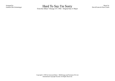 Hard To Say I'm Sorry (arr. Andreas Otto Grimminger)