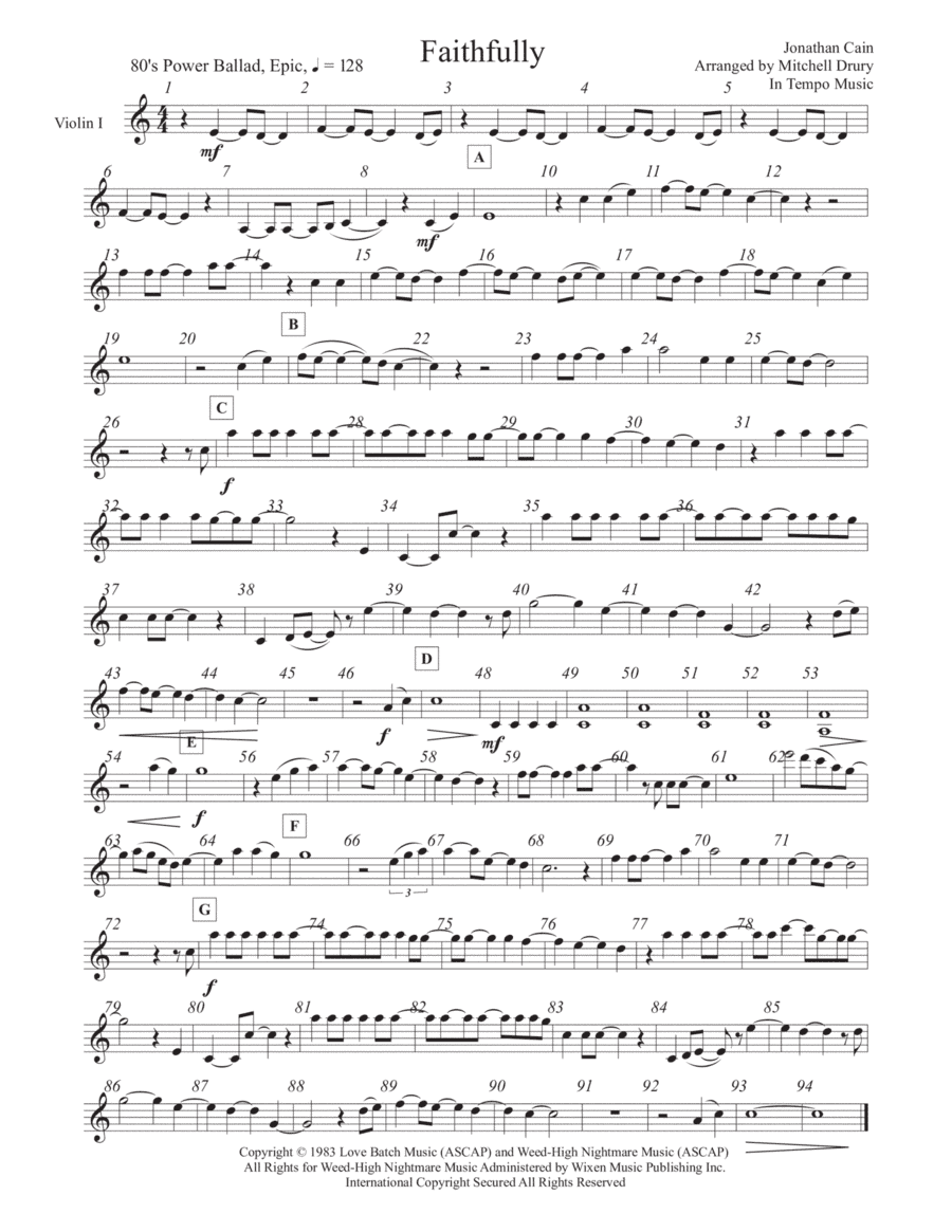 Faithfully (arr. Mitchell Drury)