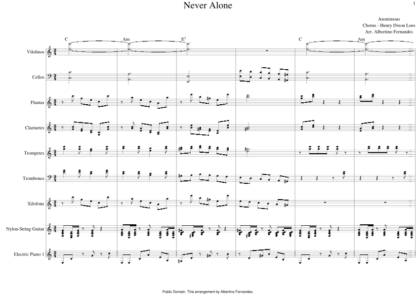 Never Alone - Score Only (arr. Albertino Fernandes)