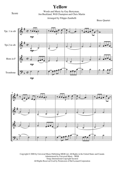 Yellow (arr. Filippo Zambelli)