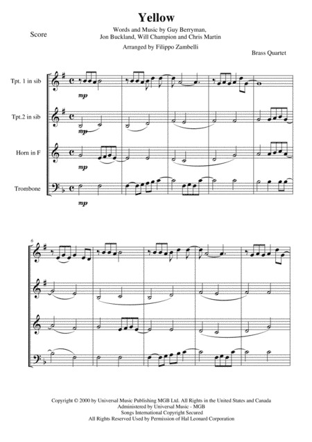 Yellow (arr. Filippo Zambelli)