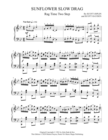 Sunflower Slow Drag (arr. Presto! It's Music Magic Publishing)