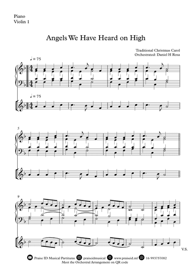 Angels We Have Heard on High  - Gloria in excelsi Deo - Easy Violin and Piano (arr. Daniel H Rosa)