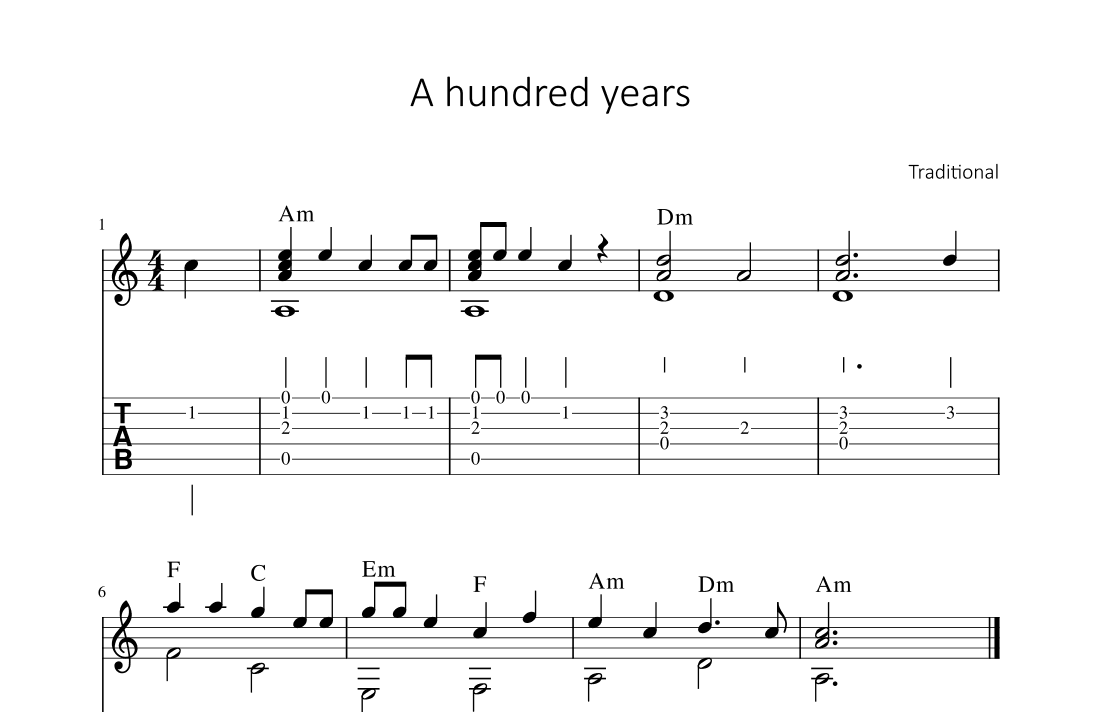 A hundred years (arr. Bettina Schipp)