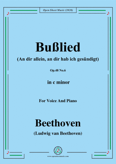 Beethoven-Bußlied,Op.48 No.6,in c minor,for Voice and Piano (arr. MSM)