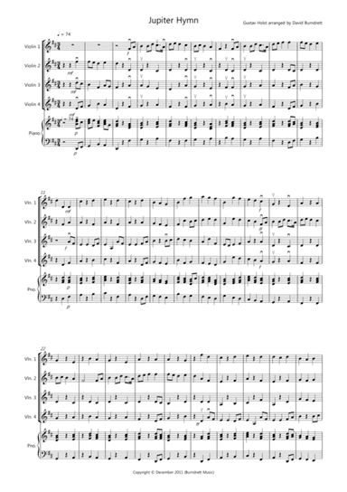 Jupiter Hymn for Violin Quartet (arr. David Burndrett)