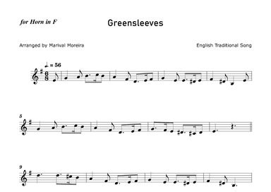 Greensleeves - Horn in F solo (arr. Marival Moreira)