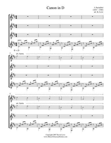 Canon in D (Guitar Quartet) - Score and Parts (arr. Kevin Love)