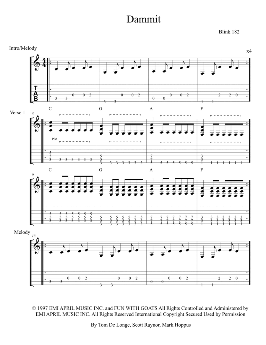 Dammit (arr. The Real Boss Hos Publishing)