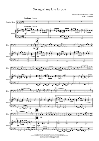 Saving All My Love For You (arr. Kevin P Holdgate)