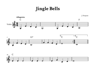 Jingle Bells - Violin in C (with Chords) (arr. Yuri Noronha)