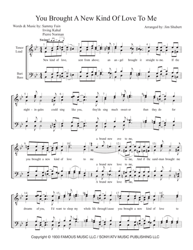 You Brought A New Kind Of Love To Me (arr. Jim Shubert)