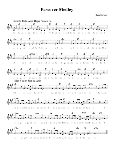 Passover songs medley שירי פּסח תווים (arr. Be'eri Moalem)