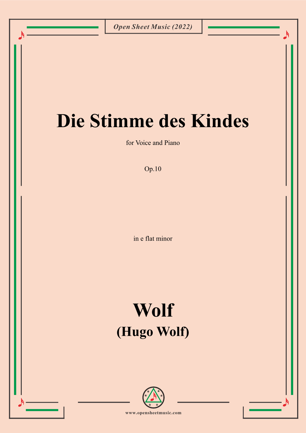 Wolf-Die Stimme des Kindes,in e flat minor,Op.10(IHW 39) (arr. OSM Press)