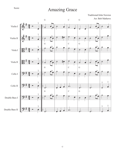Amazing Grace for strings (arr. Bob Mathews)