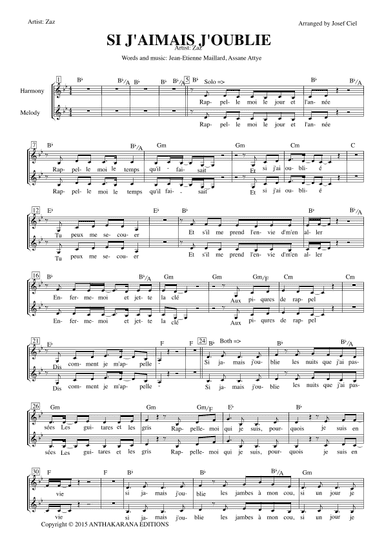 Si Jamais J'oublie (arr. Josef Ciel)