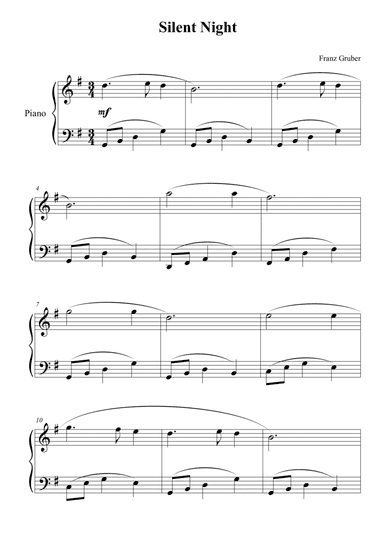 Silent Night for piano solo (arr. Passoni Music)