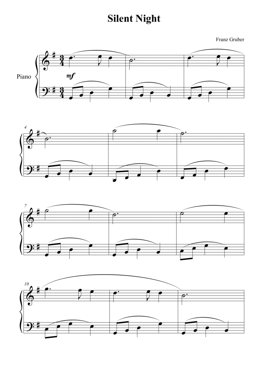 Silent Night for piano solo (arr. Passoni Music)