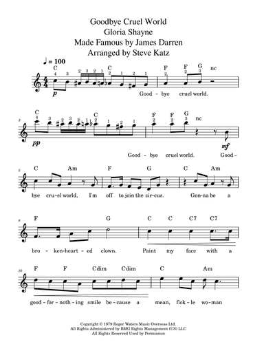 Goodbye Cruel World (arr. Steve Katz)