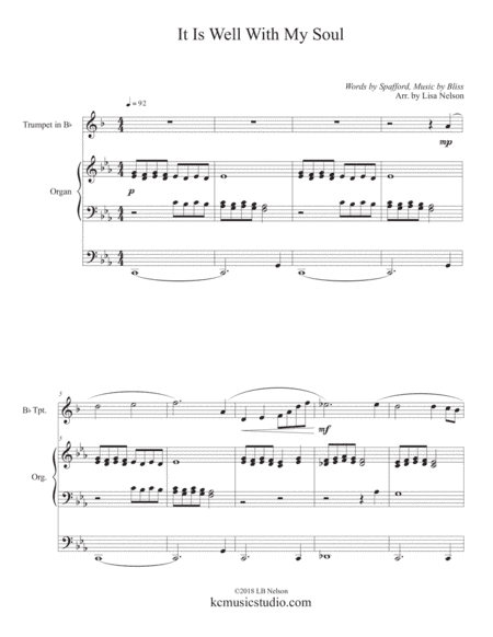 It is Well With My Soul - Solo Trumpet and Organ (arr. Lisa Nelson)