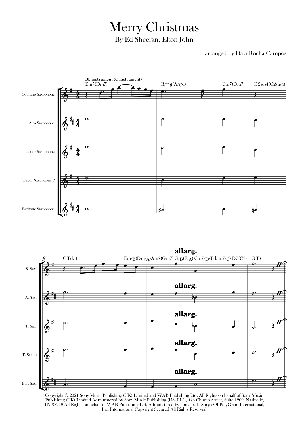 Merry Christmas (arr. Davi Rocha Campos)