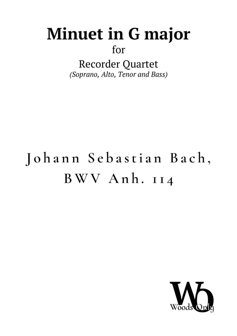 Minuet in G major by Bach for Recorder Choir Quartet (arr. Ander)