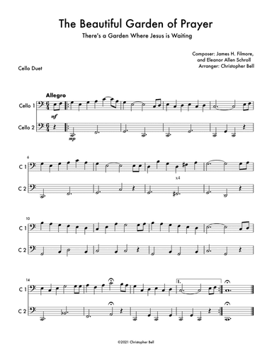 The Beautiful Garden of Prayer - Cello Duet (arr. Christopher Bell)