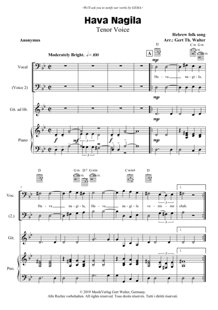 Hava Nagila (arr. Gert Th. Walter)