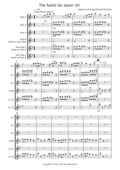 The Saints Go Jazzin' In! for Flute Quartet (arr. David Burndrett)