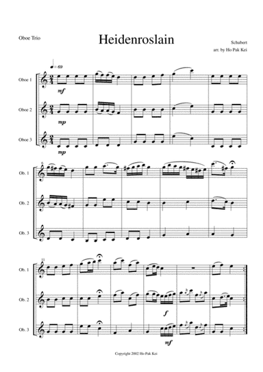Heidenroslain for 3 oboes (arr. Ho Pak Kei)