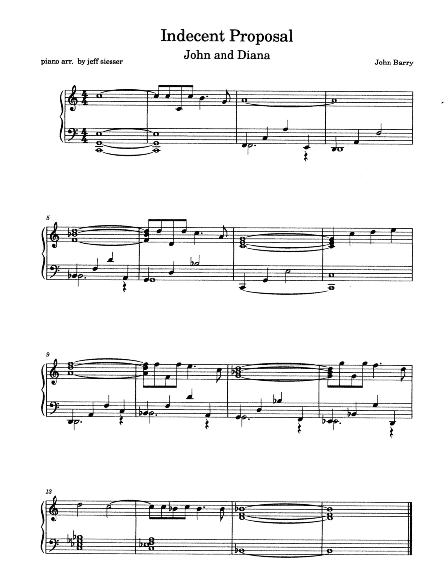 Indecent Proposal (main Theme) (arr. jeff siesser)