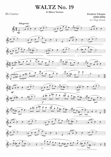 Waltz No. 19 in A Minor for Clarinet and Piano (arr. Diego Marani)