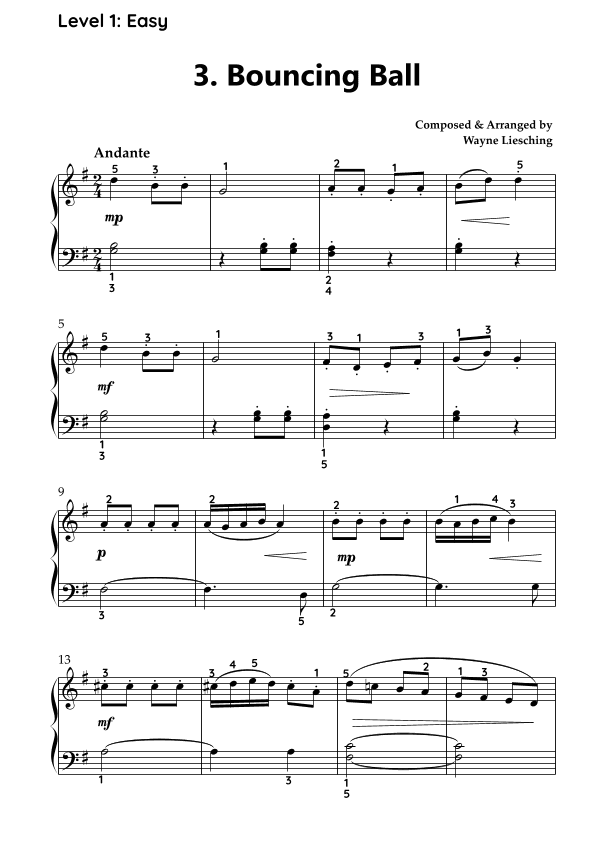 Bouncing Ball - Sheet Music for Piano Recital & Eisteddfods