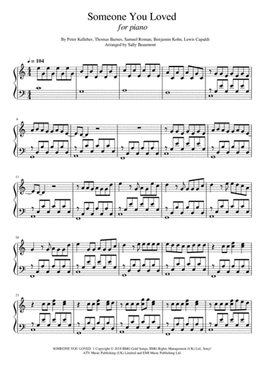 Someone You Loved (arr. Sally Beaumont)