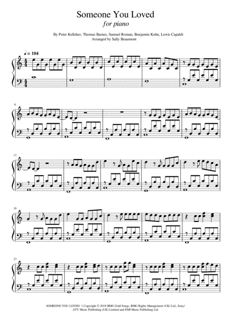 Someone You Loved (arr. Sally Beaumont)
