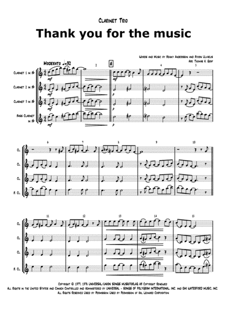 Thank You For The Music (arr. Thomas Graf)