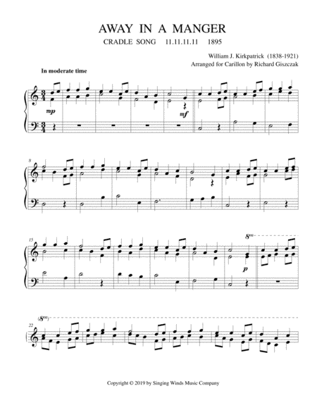 Away in a Manger  (CRADLE SONG) (arr. Richard Giszczak)