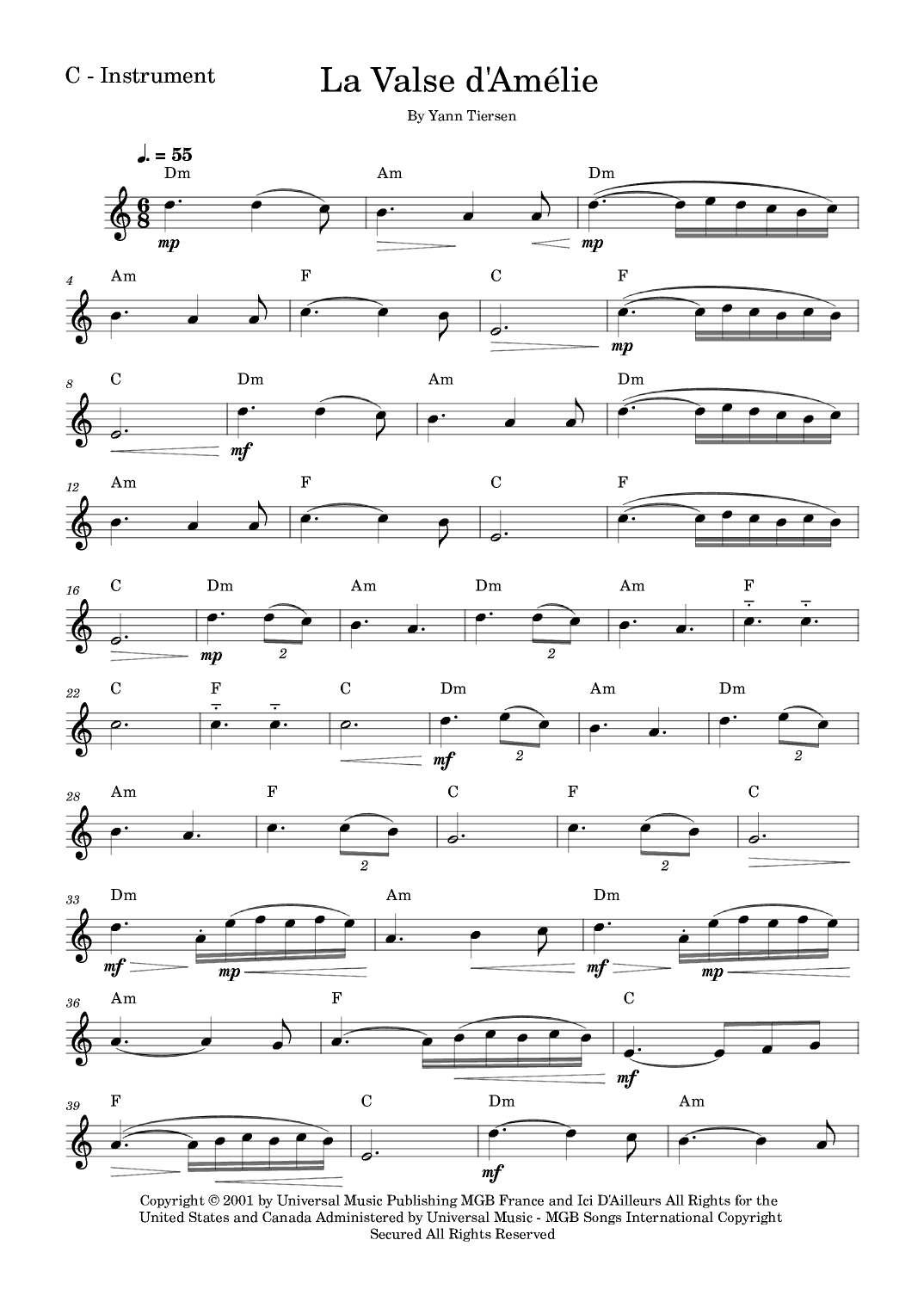 La Valse D'amelie (arr. Fabio Eduardo de Oliveira)