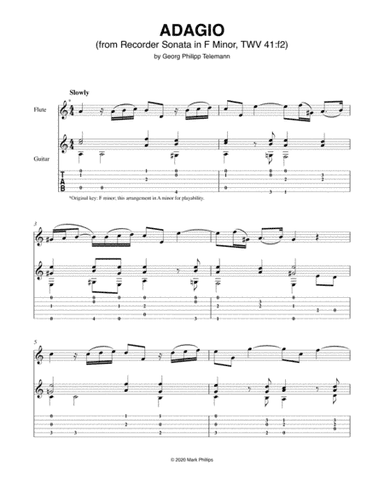 Adagio (from Recorder Sonata in F Minor, TWV 41:f2) (arr. Mark Phillips)