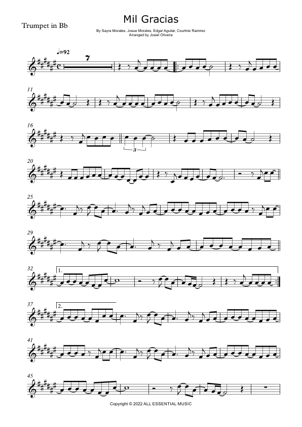 Mil Gracias (arr. Josiel Oliveira)