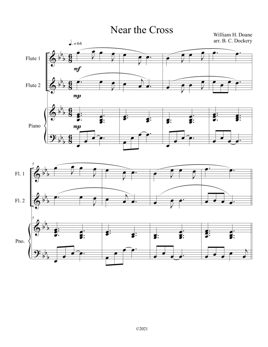 Near the Cross (flute duet) with optional piano accompaniment (arr. B. C. Dockery)