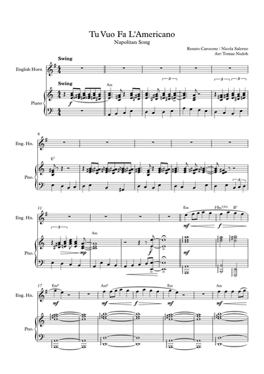 Tu Vuo Fa L'americano (arr. Tomaz Nedoh)