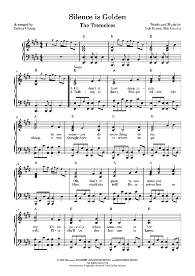Silence Is Golden (arr. Celena Chang)