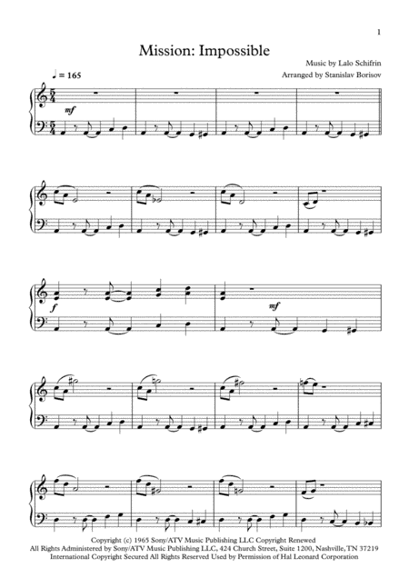 Mission: Impossible Theme  from the Paramount Television Series MISSION: IMPOSSIBLE (arr. Stanislav Borisov)